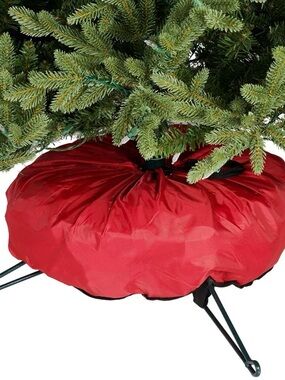 Red Holiday Tree Collar Cover - Classic Festive Base Wrap